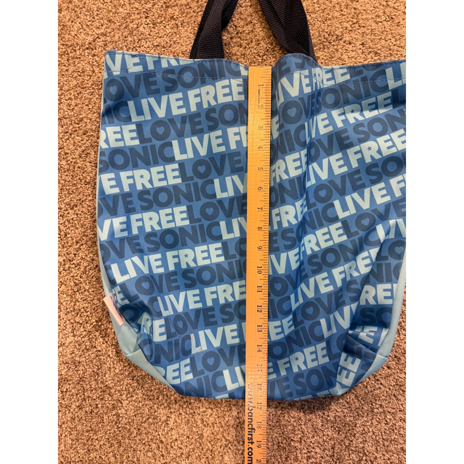 Sonic Drive-In Tote Bag Unisex Os Blue Live Free Love Sonic Reusable Promo Bag — image 6 of 7